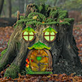 Miniatyrbild 5 av 6: Ljusande Fairy Garden Ornament Resin Elf Miniatyr Dörr & Fönster Handgjord Gnome Hem Träddekoration För gårdsrum A