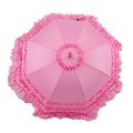 Miniatyrbild 1 av 10: Söt Princess Spets Paraply Med Långt Handtag Semi-Automatisk Sunny Rain Bröllop Paraply Pink