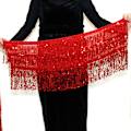 Miniatyrbild 1 av 7: Dam Magdans Paljett Hip Scarf Boho Style Party Kostym För Dansfester Bright Red