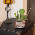 Miniatyrbild 5 av 10: Creative Planter Kruka Retro Radioformad Blomkruka Multi Purpose Resin Succulent Bonsai Planthållare Ornament för kontor Dark Brown