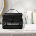 Miniatyrbild 5 av 7: Bärbar Mesh Rese Kosmetisk Förvaringsväska Stor Kapacitet Lätt Toalettväska För Hem Hotell Makeup Gray Three