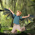 Miniatyrbild 6 av 11: 3D-mode dinosaurievingar med ljust mode danspartykläderdekoration för halloweenfest Red