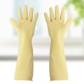 Miniatyrbild 5 av 8: Långa Handskar Gummihandskar för Diskning Rengöring Hushåll Kök med eElastiska Manschetter beige L (Palm length> 8.5cm)