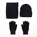 Miniatyrbild 1 av 8: Vinter varm mössa Halsdukshandskar set Unisex vinter varm stickad mössa Halshandske för män kvinnor Black Without Label Three piece Suit
