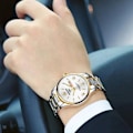 Miniatyrbild 3 av 11: Helautomatisk mekanisk watch för män Enkel vattentät armbandsur Present för födelsedag White