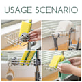 Miniatyrbillede 5 af 11: Svamp Holder Over Hane Køkkenvask Caddy Organizer Justerbar Rustfrit Stål Svamp Holder Til Køkkenvask 3pcs