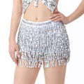 Miniatyrbild 5 av 7: Dam Magdans Paljett Hip Scarf Boho Style Party Kostym För Dansfester Bright Red