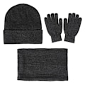 Miniatyrbild 1 av 8: Vinter varm mössa Halsdukshandskar set Unisex vinter varm stickad mössa Halshandske för män kvinnor Gray Without Label Three piece Suit