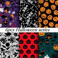 Miniatyrbild 7 av 8: Halloween mönster tyg Multipurpose DIY sömnadstyg Kreativt Halloween-tema Handgjorda tillbehör 25*25cm