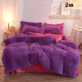 Miniatyrbild 5 av 10: 4 st/ set Färgglada fluffiga sängkläder Set Långt plysch cover Lakan Örngott Set Pale Mauve 1.8m
