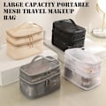 Miniatyrbild 5 av 7: Bärbar Mesh Rese Kosmetisk Förvaringsväska Stor Kapacitet Lätt Toalettväska För Hem Hotell Makeup Black Three