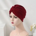 Miniatyrbild 5 av 7: Stretch turbanhatt med korsade vridna design Bekväm mångsidig huvudbonad för damer Grey
