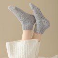 Miniatyrbild 3 av 6: Fuzzy ankelstrumpor för damer med halkfri prick, hög elastisk ventilerande strumpa för kallt väder Grey