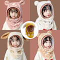 Miniatyrbild 6 av 8: Söt tecknad mask cover hatt Anti-dimma värmande utomhus hatt för shopping Khaki Rabbit ears