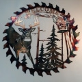 Miniatyrbild 10 av 10: Älgsågblad Vägg Metallkonst Heminredning Fars Dag Unik gåva Dekorativ Metallkonst Trädvägg Självhäftande prydnad Alert At Dawn Welcome Sawblade