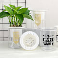 Miniatyrbild 7 av 10: Självvattnande planteringskrukor Mini rund design suckulent växtkruka Inomhus Hemträdgård Modern dekorativ kruka C103 Soil Culture Black Letters