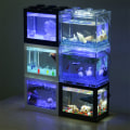 Miniatyrbild 10 av 10: Stationär mini akvarium USB LED fisklåda Akvariumblock staplade för skrivbordsinredning för hemmakontor Usb Transparent Cylinder Green Light