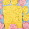 Miniatyrbild 5 av 11: 8 st Cartoon Bee Cookie Stencil 3D Kex Stencil Plast Baking Stencil