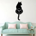 Miniatyrbild 4 av 10: Kreativ tecknad Söt kattväggklocka DIY-katt Akrylväggklocka med svängsvanspendel för vardagsrum, sovrum, kök C