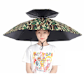 Miniatyrbild 1 av 11: 2-lagers paraplyhatt Bärbar andningsbar paraplyhatt Fällbar regnskydd 95cm Camouflage