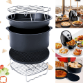 Miniatyrbild 2 av 10: 5 st set Air Fryer Tillbehör Kakfat Pan Rack Mat Kit Bärbar för 4,2-5,8QT
