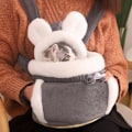 Miniatyrbild 5 av 10: Ryggsäck för Katt Bärsele Vinter Varm Mjuk Plysch Bär Djur Bur För Utomhusresor Promenader Pink XL