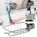 Miniatyrbillede 2 af 11: Svamp Holder Over Hane Køkkenvask Caddy Organizer Justerbar Rustfrit Stål Svamp Holder Til Køkkenvask 3pcs