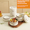 Miniatyrbild 6 av 11: Bärbar isolerad lunchbehållare Set Multi-Layer Combination Picknick Lunch Box Brown 2 Layer