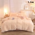 Miniatyrbild 1 av 10: 4 st/ set Färgglada fluffiga sängkläder Set Långt plysch cover Lakan Örngott Set Beige 1.8m