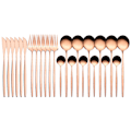 Miniatyrbild 1 av 10: 24st rostfritt stål set Elegant spegelpolerad servis för bröllop Thanksgiving jul Rose Gold