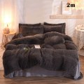 Miniatyrbild 1 av 10: 4 st/ set Färgglada fluffiga sängkläder Set Långt plysch cover Lakan Örngott Set Dark Grey 2M