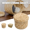 Miniatyrbild 2 av 10: Förvaringskorgar för vävda halm med lock Rotting Snackbehållare Flerfunktionsbehållare Tvättleksaker Organizer Hushåll
