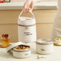Miniatyrbild 3 av 11: Bärbar isolerad lunchbehållare Set Multi-Layer Combination Picknick Lunch Box Brown 2 Layer