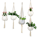 Miniatyrbild 6 av 10: Macrame Växthängare Inomhus Utomhus hängande växthållare Hängande planteringsställ Blomkrukor för dekorationer Set