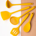 Miniatyrbild 9 av 10: 1/5-pack Silikon Köksredskap Set För Matlagning Bakning Gul Non Stick Spatel Set Värmebeständig Köksprylar 5PCS