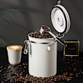Miniatyrbild 3 av 11: Rostfritt Stål Kanister med Sked & Datumspårare Kaffeburkar Förvaringsbehållare För Tea Socker Mjöl beige 1.5L