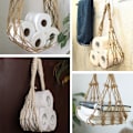 Miniatyrbild 9 av 10: Handvävd rullpappershållare förvaringssnöreväska Boho Style Hängande bomullsrep Mesh för toalett badrum Brown