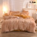 Miniatyrbild 10 av 10: 4 st/ set Färgglada fluffiga sängkläder Set Långt plysch cover Lakan Örngott Set Beige 2M