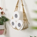 Miniatyrbild 7 av 10: Handvävd rullpappershållare förvaringssnöreväska Boho Style Hängande bomullsrep Mesh för toalett badrum Brown