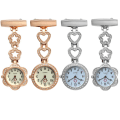 Miniatyrbild 8 av 8: Mode Kvinnor Watch Clip-on Hjärta/Femuddig stjärnhänge Häng kvartsklocka för läkare sjuksköterska klockor Rose gold