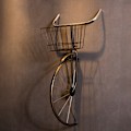 Miniatyrbild 6 av 10: Retro cykeldekor med korg Väggmonterad design Hållbar Långvarig Lätt att använda för hemkaffe Bronze