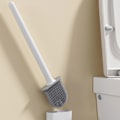 Miniatyrbild 6 av 11: Modern hygienisk TPR toalettborste golv/väggmonterad toalettborste set för hem badrum Moon Mango White