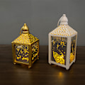 Miniatyrbild 3 av 10: Gyllene/vit Ramadan Lykta Lampa Happy Eid Light Ramadan Inredningslampa Hem Fest Dekoration Prydnader för semester White Large