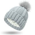 Miniatyrbild 1 av 11: Elastisk ribbstickad mössa för hårskydd Bekväma andningsbara temamössor för kvinnor tjejer Light Gray