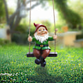 Miniatyrbild 4 av 11: Trädgårdstomtar prydnader Utomhusdekorationer Hängande staty Svängande tomte A