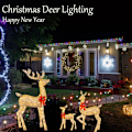 Miniatyrbild 3 av 11: 3-delat set Renfamilj Glödande 2D juldekor med LED-ljus Upplyst ren akrylprydnad Illuminated Deer