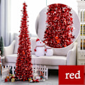 Miniatyrbild 4 av 7: 1,5 M julgransprydnad Infällbar fashionabel julgransdekoration för juldekoration Red 1.5m