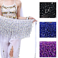 Miniatyrbild 3 av 7: Dam Magdans Paljett Hip Scarf Boho Style Party Kostym För Dansfester Bright Red