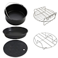 Miniatyrbild 4 av 10: 5 st set Air Fryer Tillbehör Kakfat Pan Rack Mat Kit Bärbar för 4,2-5,8QT