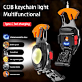 Miniatyrbilde 2 av 7: Cobs Nøkkelringlys Multifunksjon Mini LED Lommelykt Nødlys med Flaskeåpner for Utendørs Vandring Orange